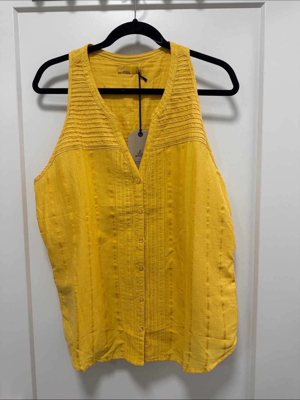 Prana Yellow Button-Front Sleeveless Camisole